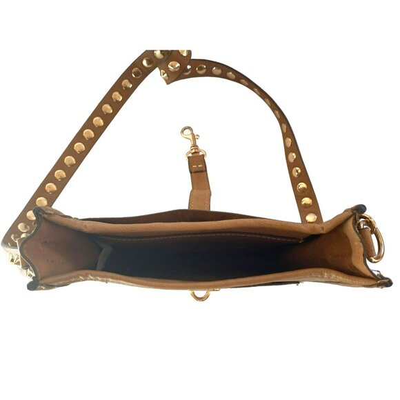 Steve Madden Vegan Leather Crossbody Bag Wylie Studded Studs Camel Tan Brown - Picture 7 of 9